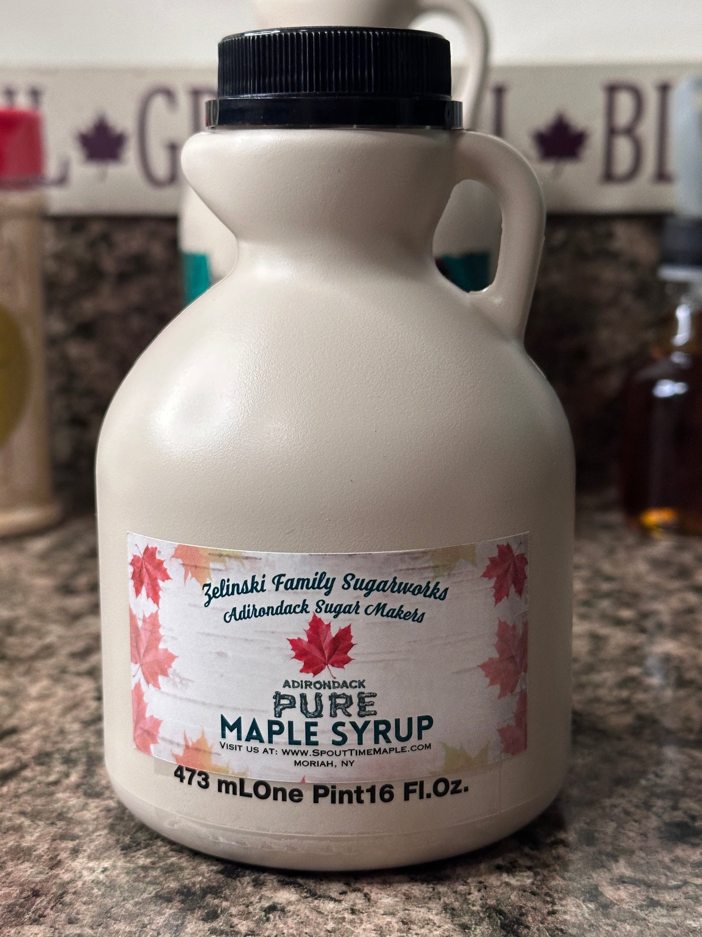 100% Pure Adirondack Maple Syrup Jugs